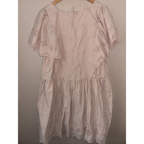 LOFT Women’s Light Pink Lace Eyelet Dress XXL Short Sleeve Fit & Flare - Picture 5 of 5
